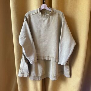 Free People Cream Crew Neck Sweater